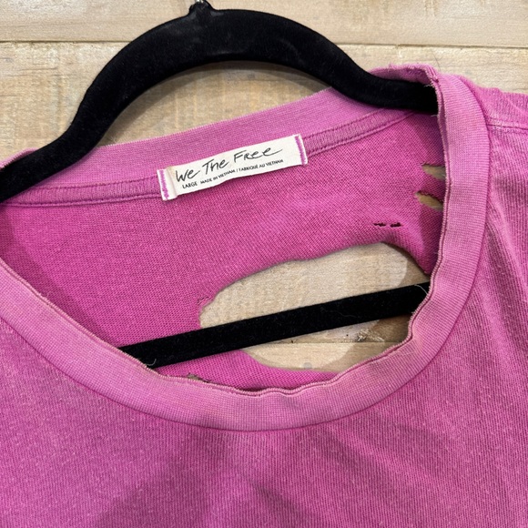 We the Free pink short sleeve distressed torn tee shirt top - Picture 9 of 10